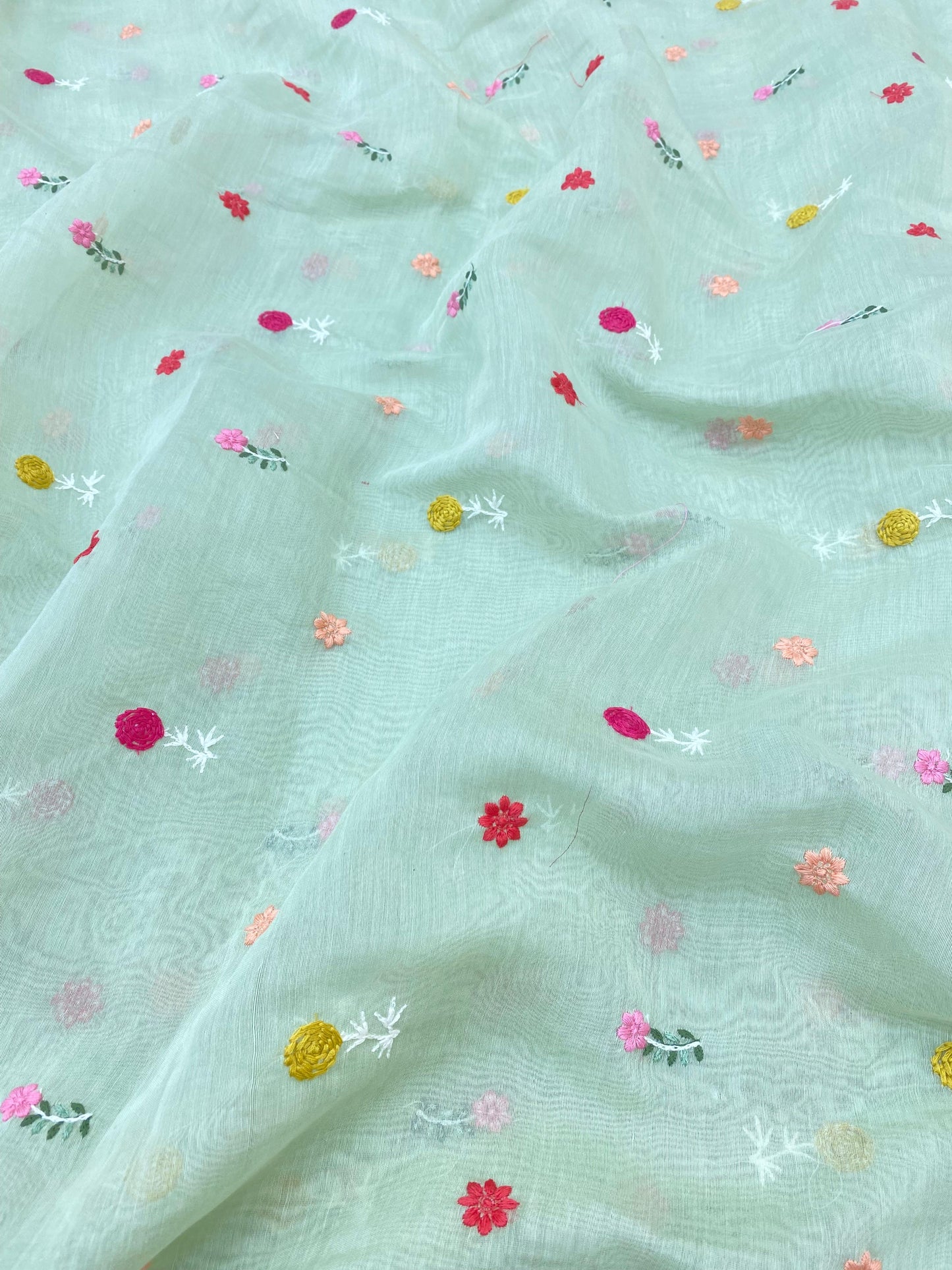 Pure Chanderi Embroidery (Color Available) 44"Inch