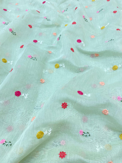 Pure Chanderi Embroidery (Color Available) 44"Inch