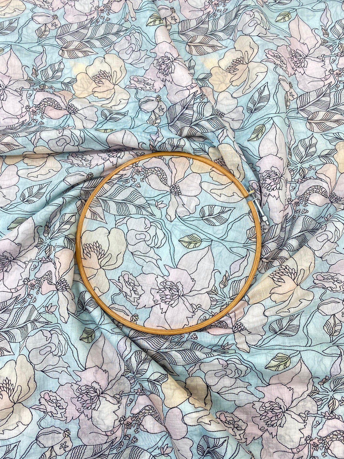 Chanderi Print With Embroidery (Color Available) 44"Inch