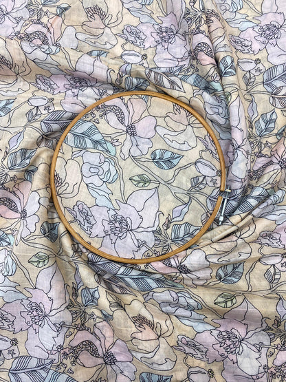 Chanderi Print With Embroidery (Color Available) 44"Inch