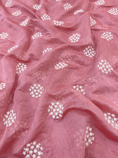 Pure Chanderi Embroidery (Color Available) 44"Inch