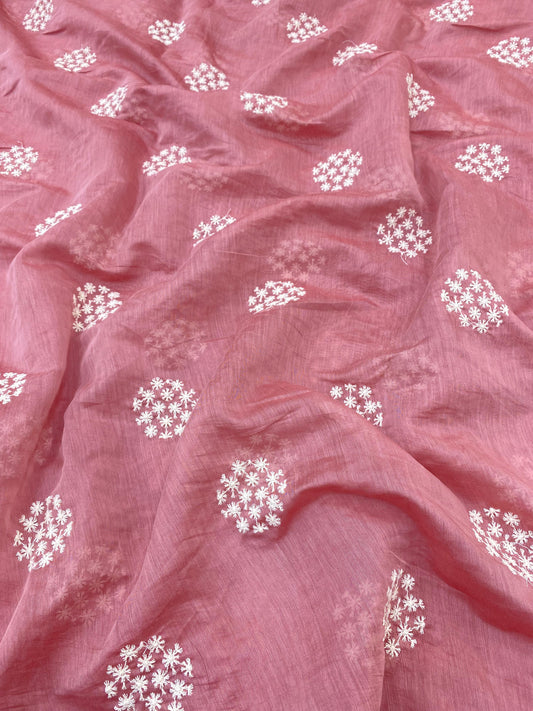 Pure Chanderi Embroidery (Color Available) 44"Inch