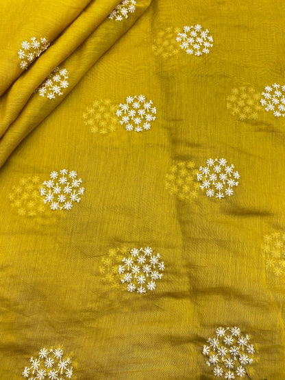 Pure Chanderi Embroidery (Color Available) 44"Inch