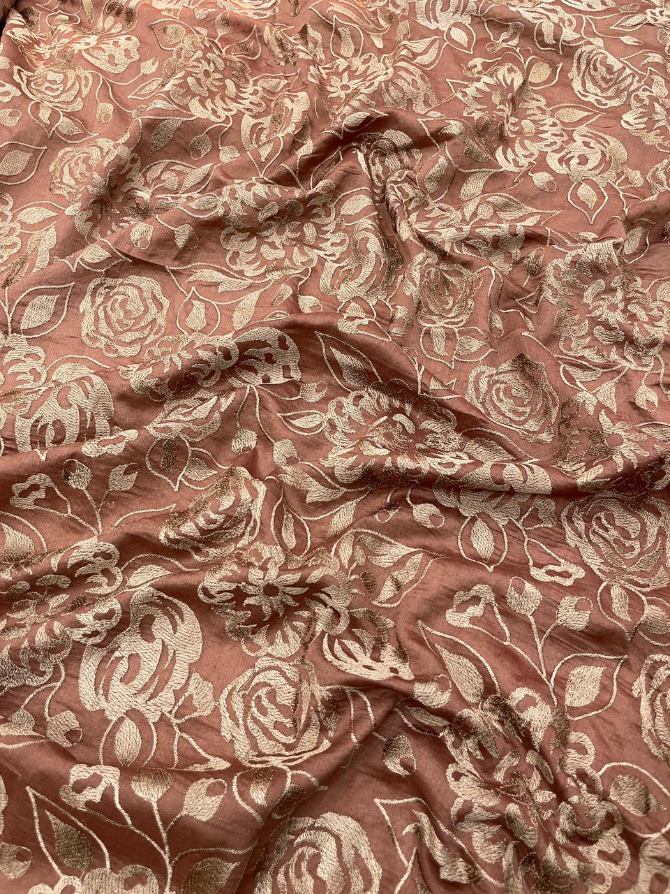 Pure Chanderi Embroidery (Color Available) 44"Inch