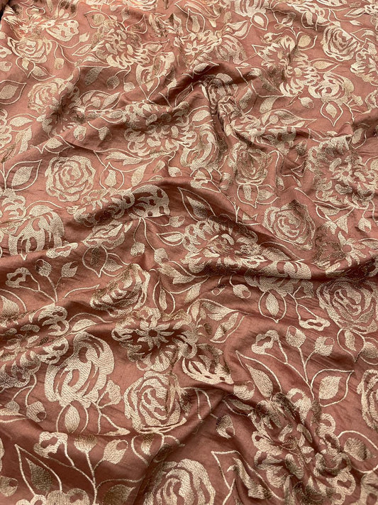 Pure Chanderi Embroidery (Color Available) 44"Inch