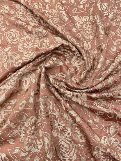 Pure Chanderi Embroidery (Color Available) 44"Inch