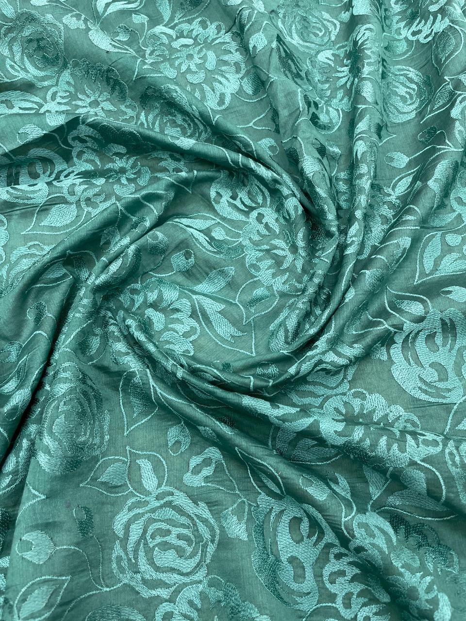 Pure Chanderi Embroidery (Color Available) 44"Inch