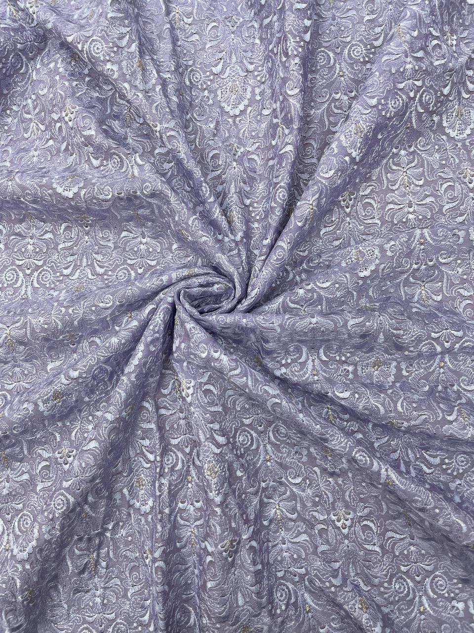 Pure Chanderi Embroidery (Color Available) 44"Inch