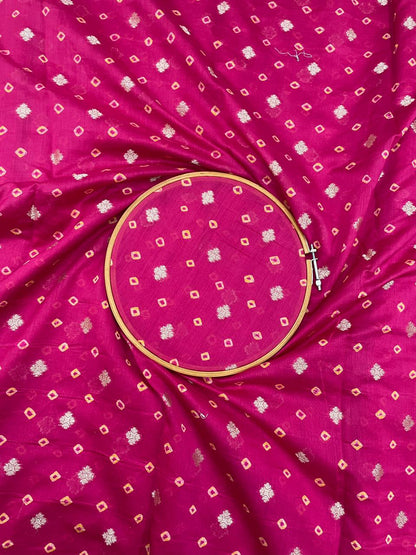 Pure Chanderi Zari Butti With Hand Bandhni (Color Available)