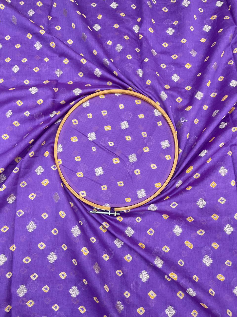 Pure Chanderi Zari Butti With Hand Bandhni (Color Available)