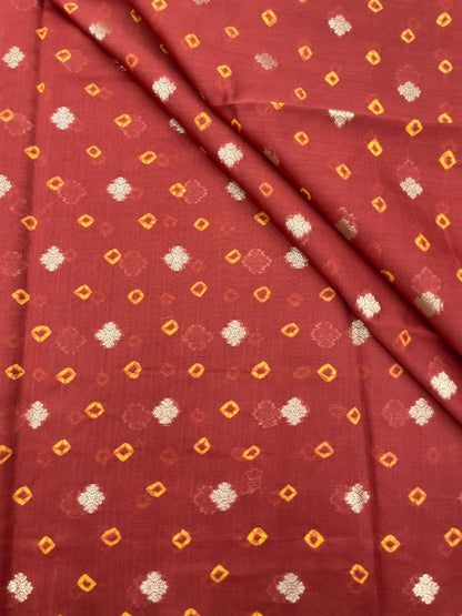 Pure Chanderi Zari Butti With Hand Bandhni (Color Available)