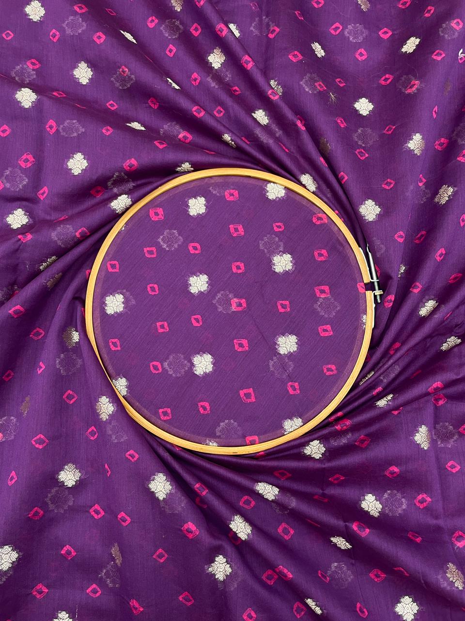 Pure Chanderi Zari Butti With Hand Bandhni (Color Available)