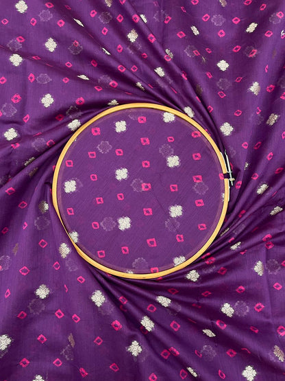 Pure Chanderi Zari Butti With Hand Bandhni (Color Available)