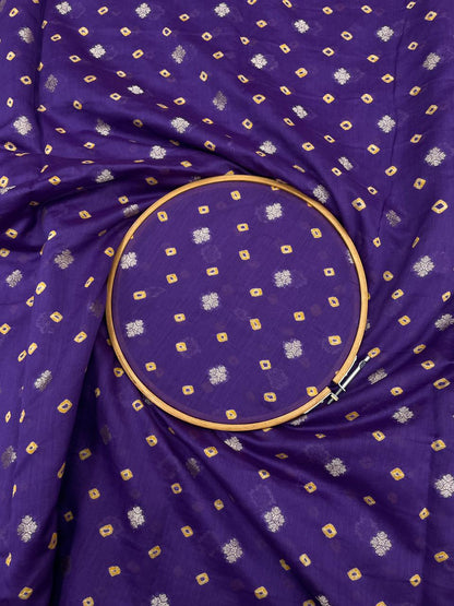 Pure Chanderi Zari Butti With Hand Bandhni (Color Available)