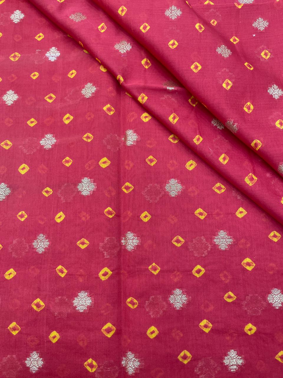 Pure Chanderi Zari Butti With Hand Bandhni (Color Available)