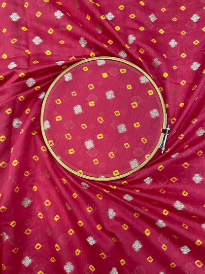 Pure Chanderi Zari Butti With Hand Bandhni (Color Available)