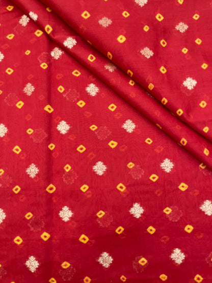 Pure Chanderi Zari Butti With Hand Bandhni (Color Available)