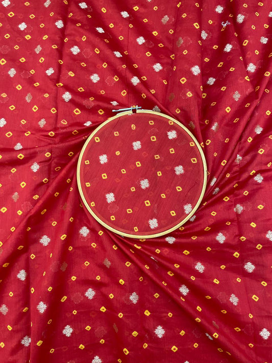 Pure Chanderi Zari Butti With Hand Bandhni (Color Available)