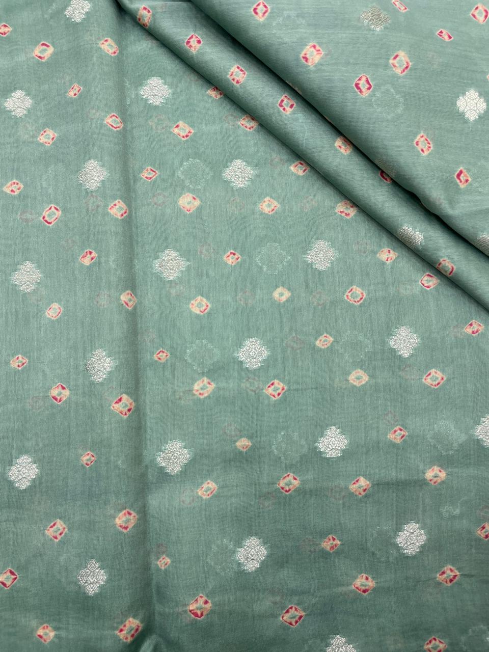 Pure Chanderi Zari Butti With Hand Bandhni (Color Available)