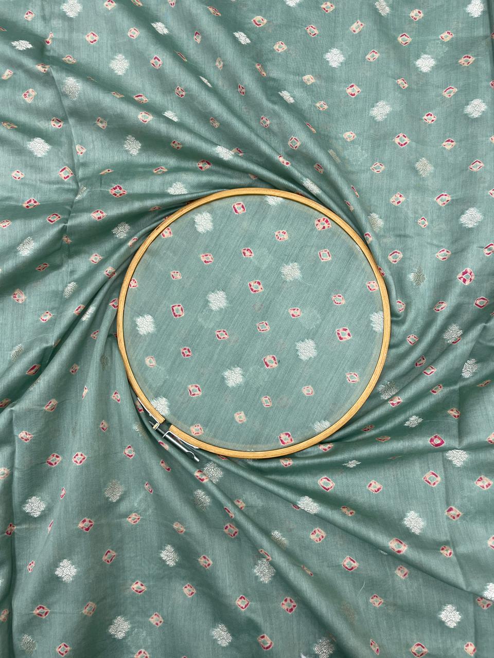 Pure Chanderi Zari Butti With Hand Bandhni (Color Available)