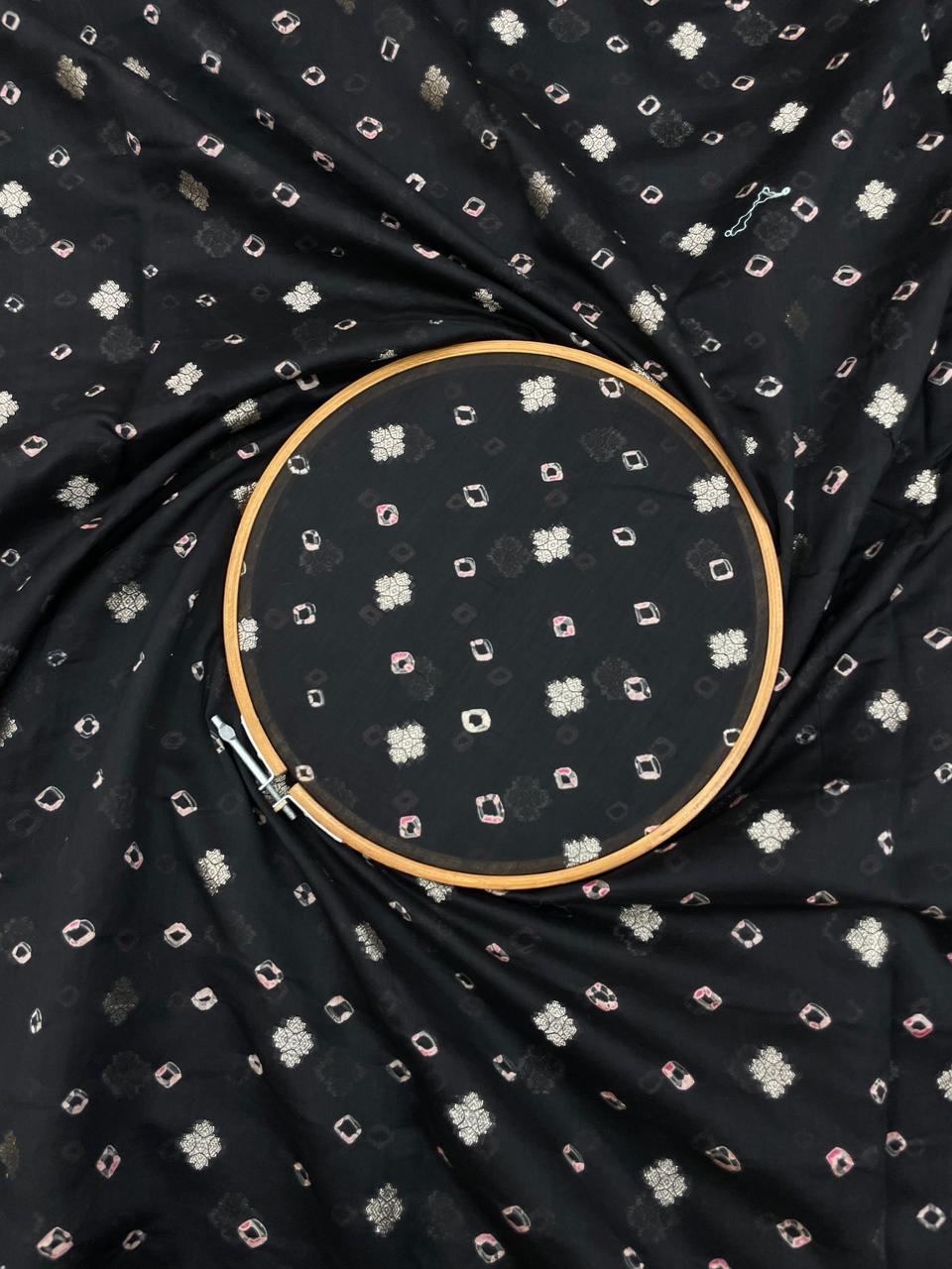 Pure Chanderi Zari Butti With Hand Bandhni (Color Available)