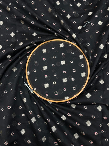 Pure Chanderi Zari Butti With Hand Bandhni (Color Available)