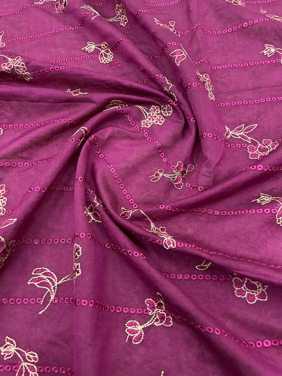 Pure Chanderi Embroidery (Color Available) 44"Inch