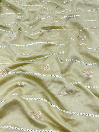 Pure Chanderi Embroidery (Color Available) 44"Inch