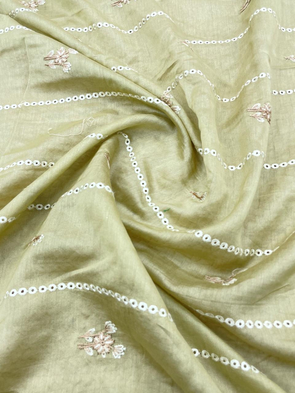 Pure Chanderi Embroidery (Color Available) 44"Inch
