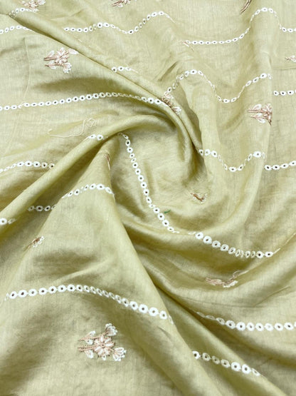 Pure Chanderi Embroidery (Color Available) 44"Inch