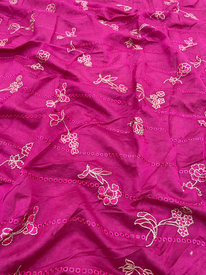 Pure Chanderi Embroidery (Color Available) 44"Inch
