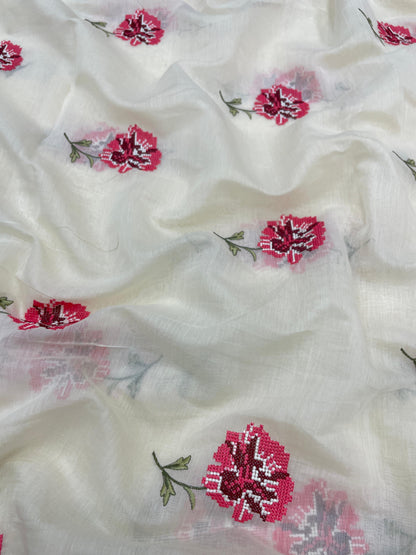 Pure Chanderi Embroidery (Color Available) 44"Inch