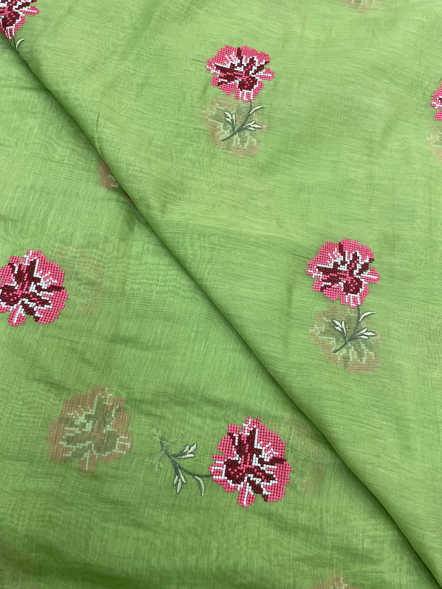 Pure Chanderi Embroidery (Color Available) 44"Inch