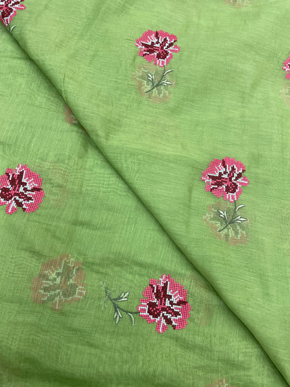 Pure Chanderi Embroidery (Color Available) 44"Inch