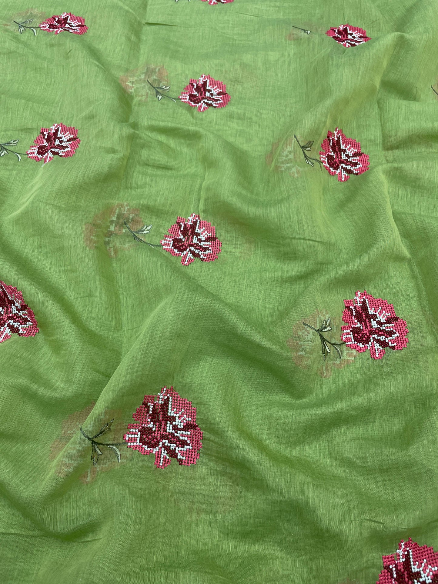 Pure Chanderi Embroidery (Color Available) 44"Inch