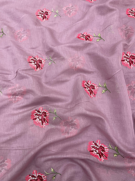 Pure Chanderi Embroidery (Color Available) 44"Inch