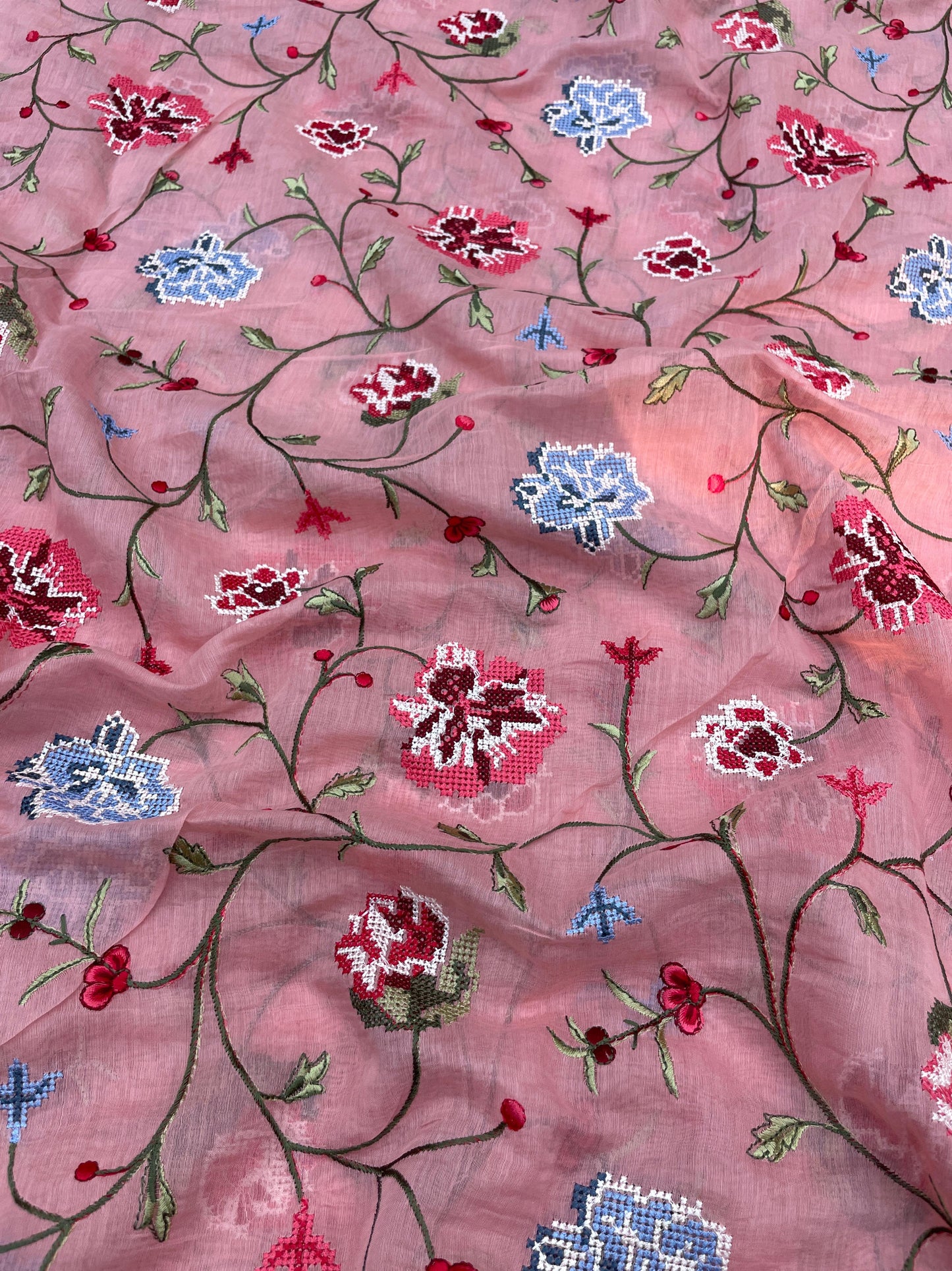 Pure Chanderi Embroidery (Color Available) 44"Inch