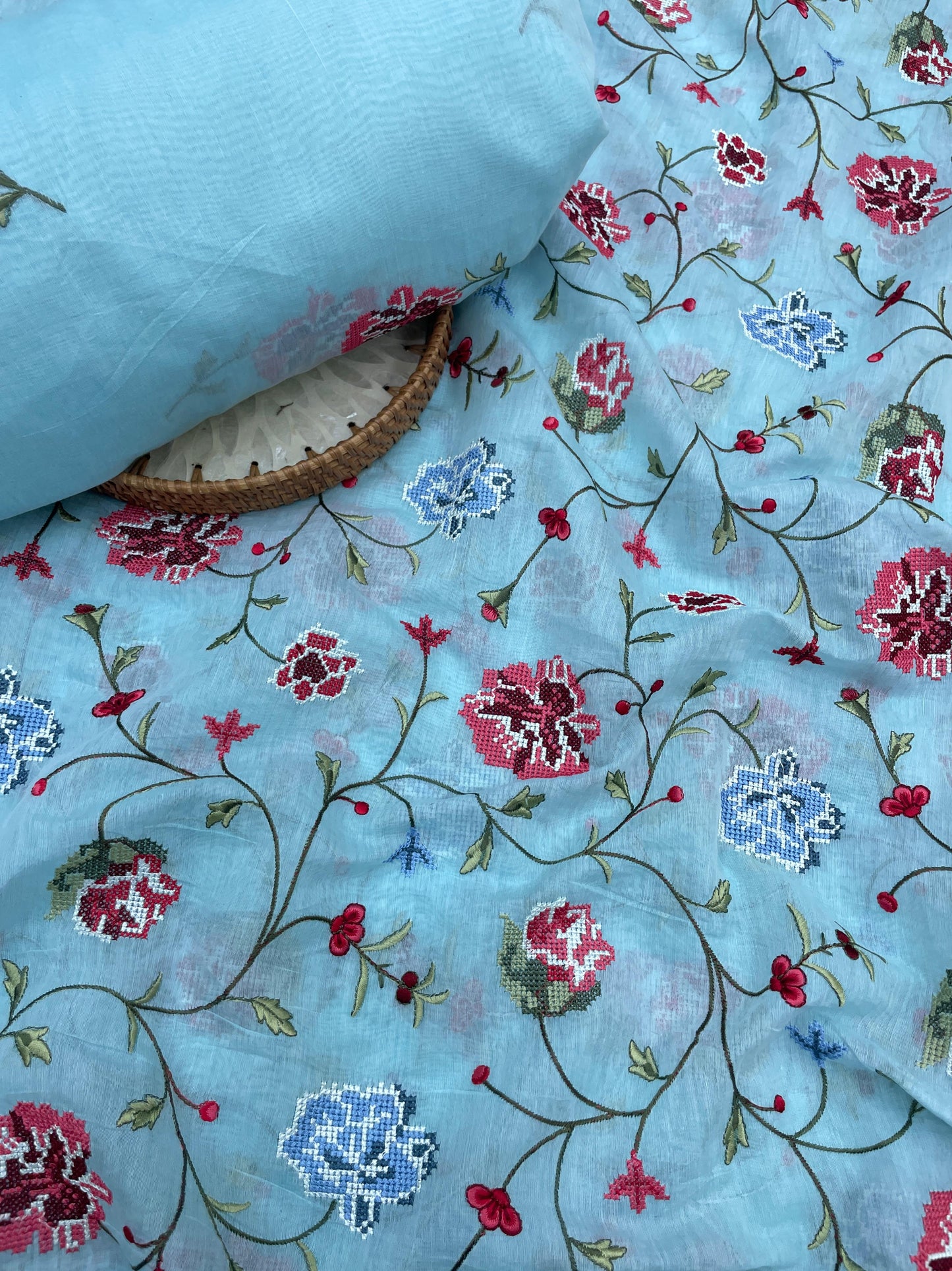 Pure Chanderi Embroidery Set (Color Available) 44"Inch