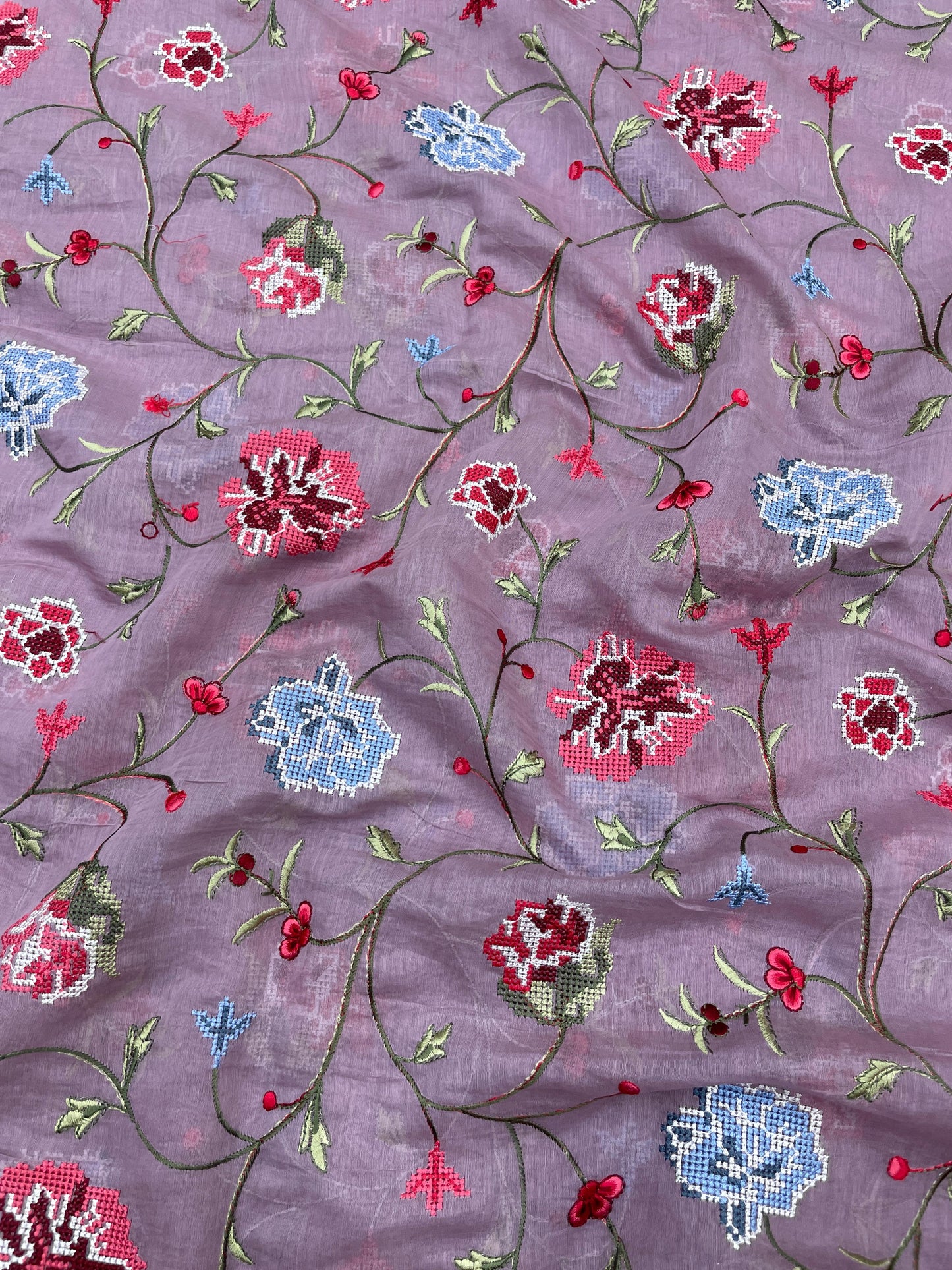 Pure Chanderi Embroidery (Color Available) 44"Inch