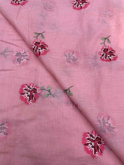 Pure Chanderi Embroidery (Color Available) 44"Inch