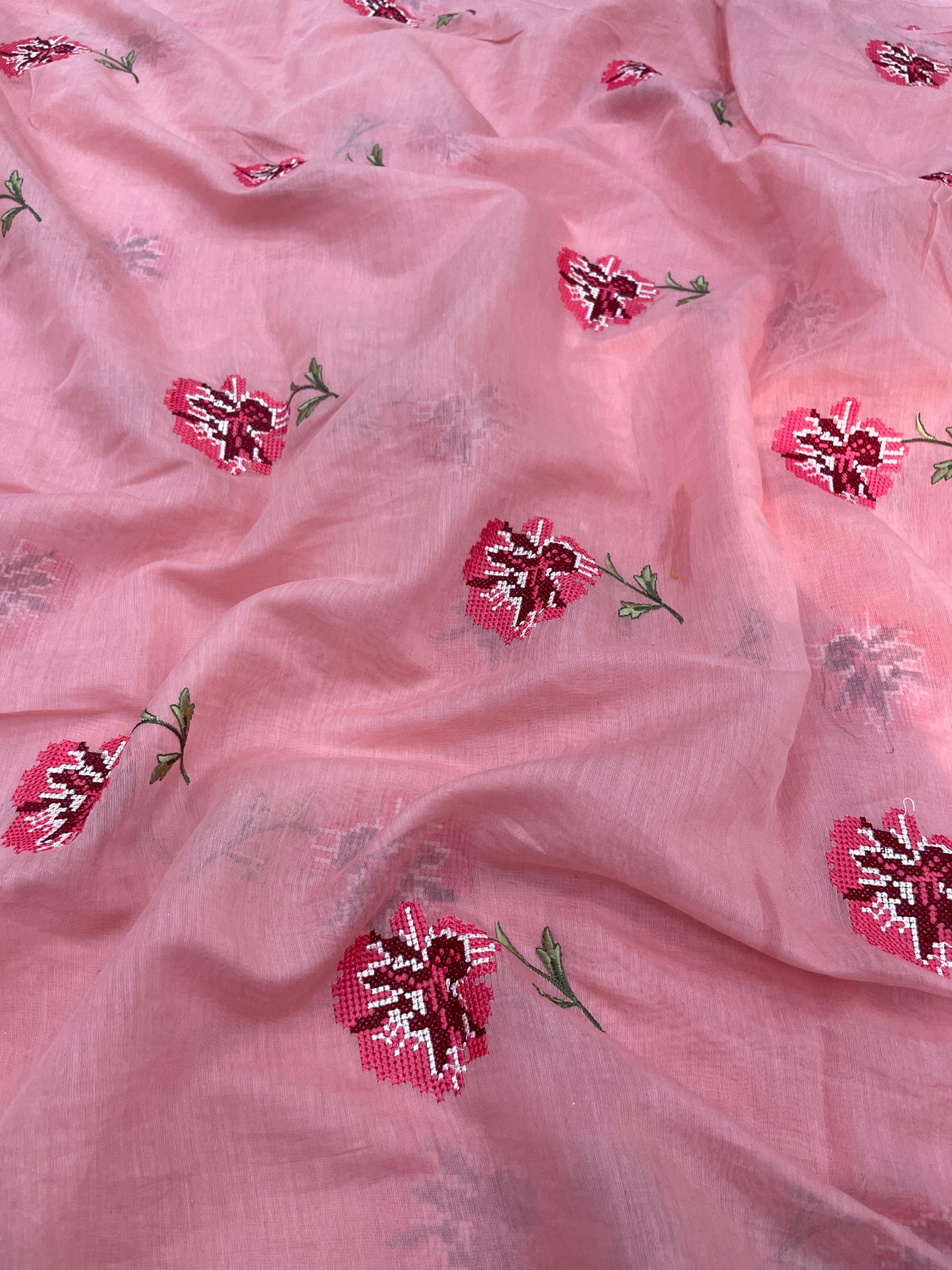 Pure Chanderi Embroidery (Color Available) 44"Inch