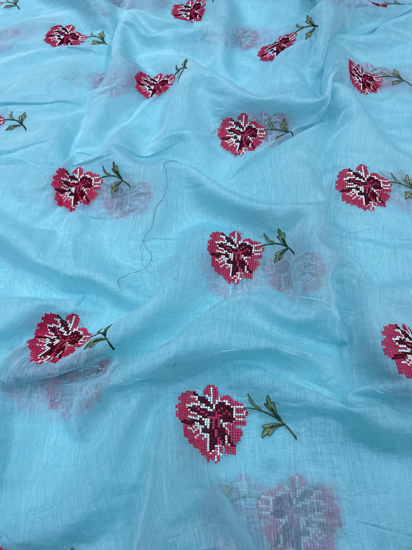 Pure Chanderi Embroidery (Color Available) 44"Inch