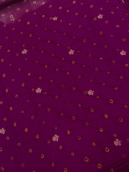 Pure Silk Zari Butti With Hand Bandhni (Color Available)