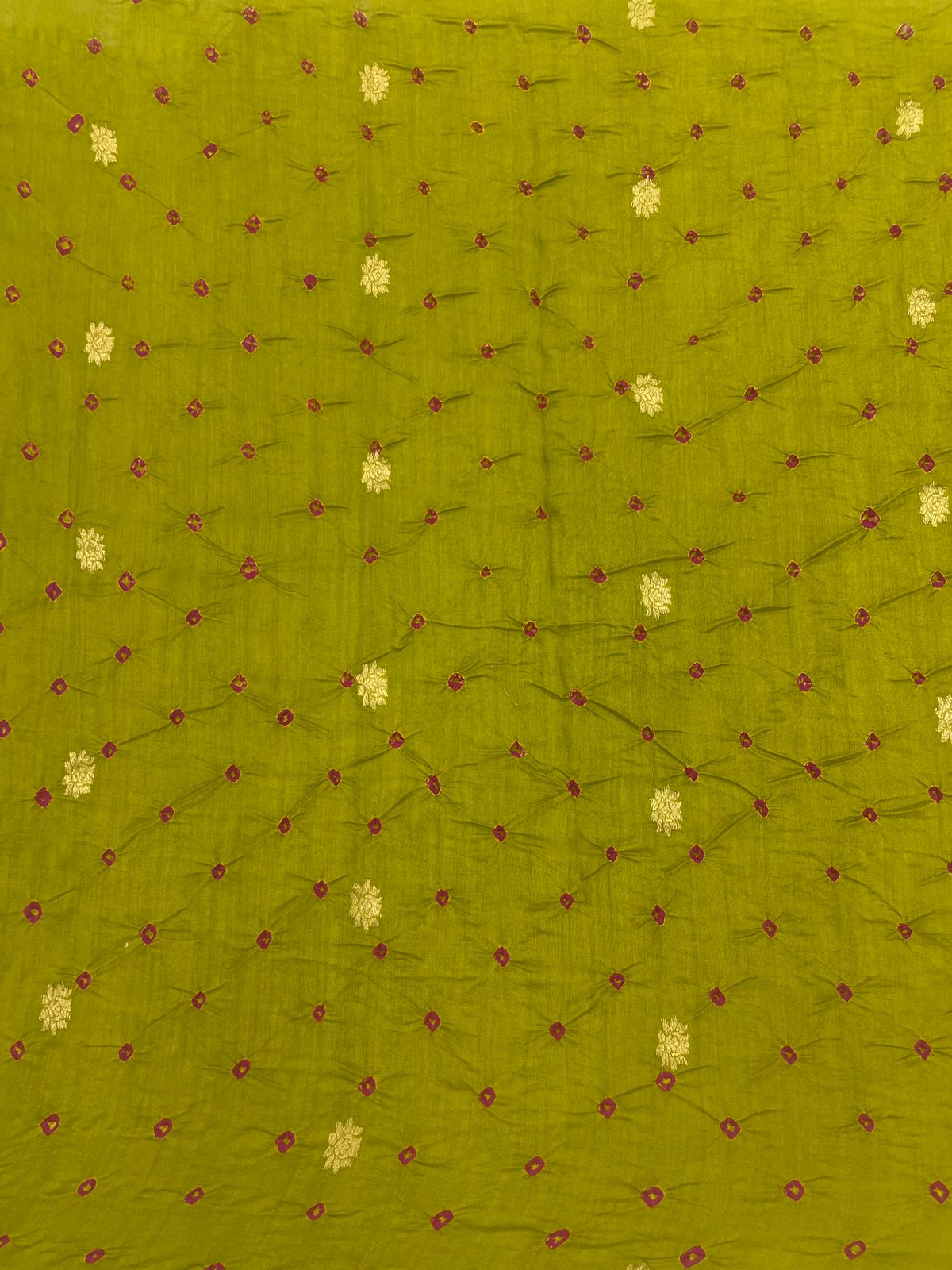 Pure Silk Zari Butti With Hand Bandhni (Color Available)