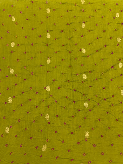 Pure Silk Zari Butti With Hand Bandhni (Color Available)