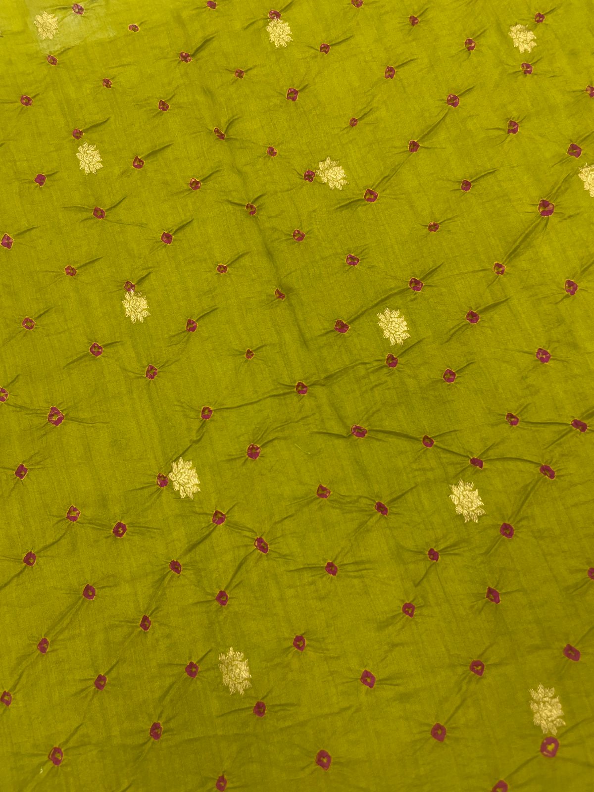 Pure Silk Zari Butti With Hand Bandhni (Color Available)