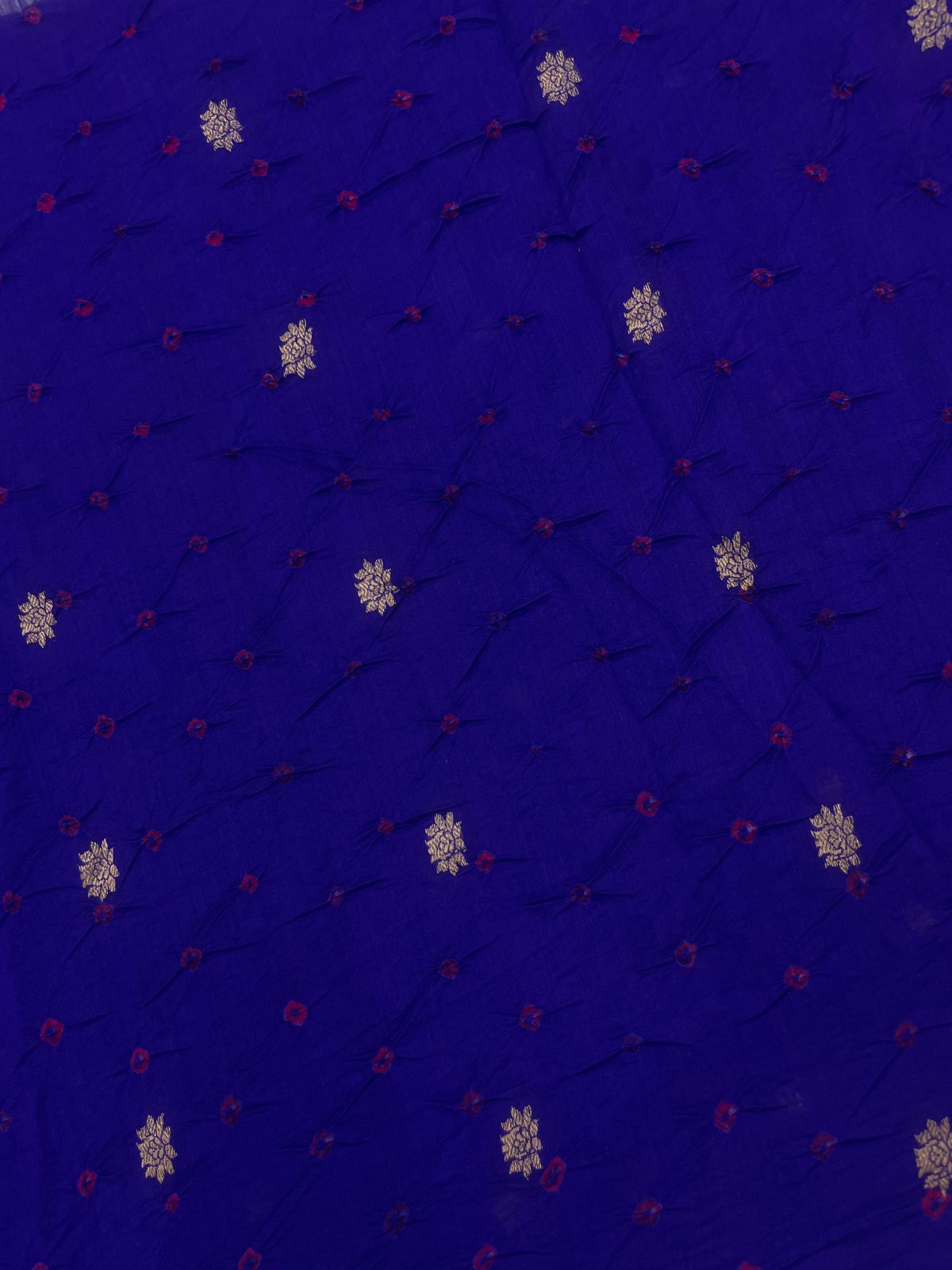 Pure Silk Zari Butti With Hand Bandhni (Color Available)