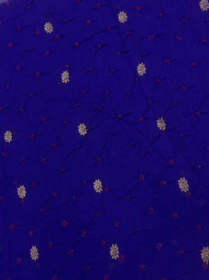 Pure Silk Zari Butti With Hand Bandhni (Color Available)