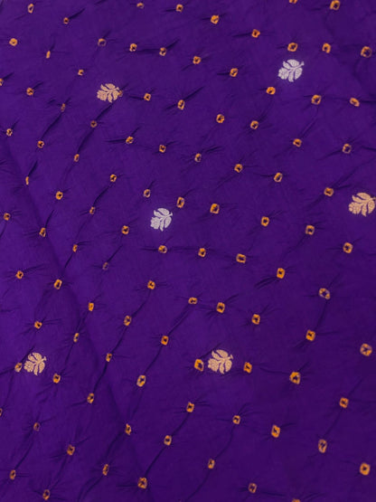 Pure Silk Zari Butti With Hand Bandhni (Color Available)