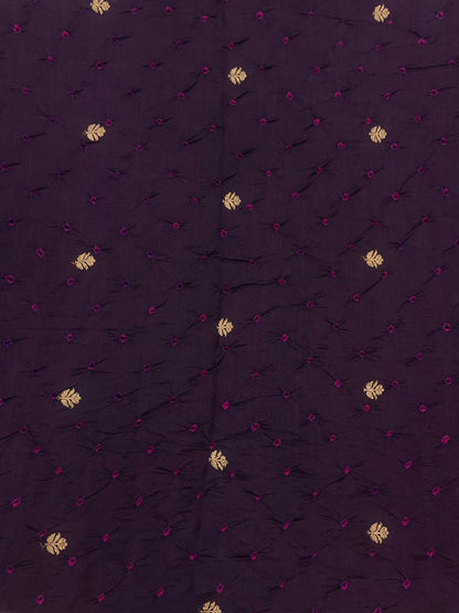Pure Silk Zari Butti With Hand Bandhni (Color Available)